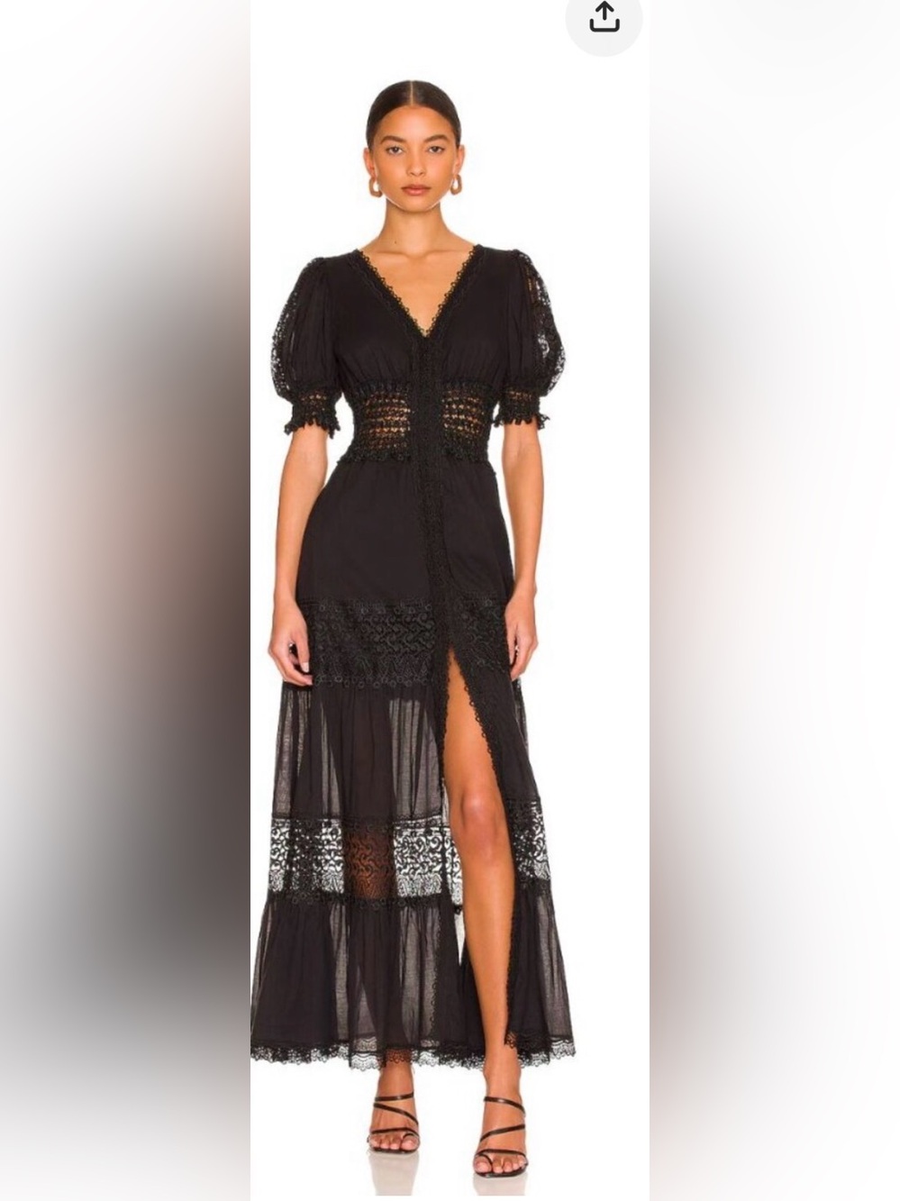 Charo Ruiz Clemence Dress
Black V Neck Long Eyelet Puff Sleeves